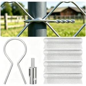 200 Pcs 1-5/8" Preformed Galvanized Steel Fence Ties with Drill Chuck and Pre-Cut Tool, 11 Gauge Twist Ties for Securing Chain Link Fences on Farms, Ranches, Gardens (200)