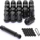 M12x1.25 Black 6 Spline Lug Nuts - Anti-Theft, 1.38" Long, Set of 20 - Acorn Aftermarket Wheel Lug Nuts