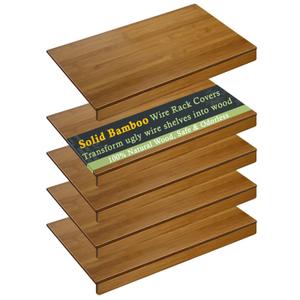 Fobyni Solid Carbonized Bamboo Wire Shelf Covers for Wire Shelving, Wire Rack Covers for Pantry Shelves, Tool-Free & Snap-On (5pcs, 37" W x 16" D)