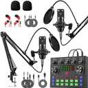Sktome Podcast Equipment Bundle for 2, V8s Voice Changer with BM-800 Podcast Microphone Bundle - Studio Condenser Microphone Perfect for Podcasting, Recording, Singing, Streaming and Gaming