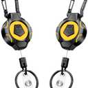 MNGARISTA 2-Pack Upgraded Retractable Keychain, 10 OZ Retraction, 31.5" Stainless Steel Cord, Heavy Duty Carabiner Badge Holder, ID Badge Reel with Badge Strap and Key Ring