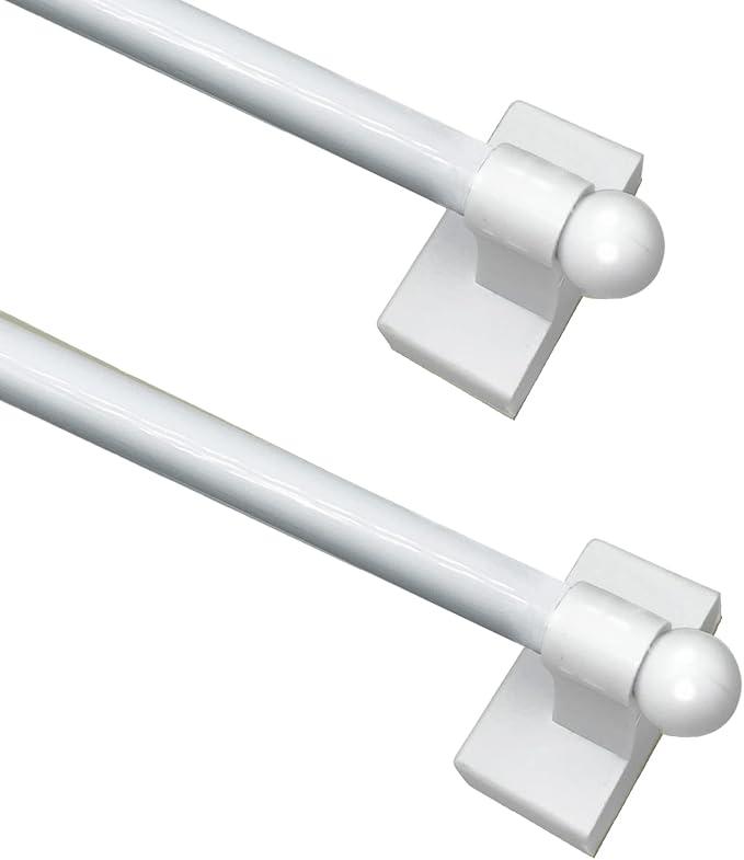 Magnetic Curtain Rods for Mental Appliance Doors, Multi-Use Adjustable Curtain Rods for Toilet, Bar, Cafe, Sidelight, Refrigerator, Adjusts from 9 to 16 Inches,
