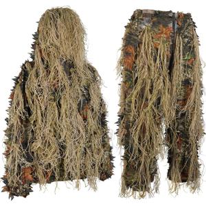 Ghillie Suit Gilly Hunting Suits Pants 3D Leaf Camo Camouflage Coveralls Youth Adult Lightweight Clothes for (Height 4.9 - 5.9 Ft)