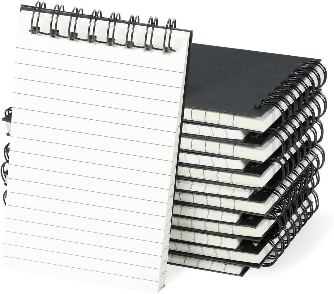 wavamawa 24 Pack Pocket Notebooks, 3x5 inch Small Notepads, Mini Spiral Notebook, Little Pocket Size, Lined College Ruled Paper, Memo Note Pads for Home, Office, School, Travel (Black)