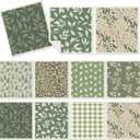 Tegeme 8 Pcs Sage Green Swedish Dishcloth Kitchen Spring Greenery Flowers Swedish Dish Towel Absorbent Cotton Reusable Kitchen Towels for Home Party Housewarming Cleaning Counter Wipes, 6.8 x 7.7''