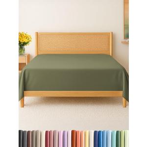 King Size Flat Sheet - Hotel Quality Top Flat Bed Sheet Only - Ultra-Soft, Breathable & Cooling - Fade & Wrinkle Free - Easy-Care, Stain & Shrink Resistant Bedding - Easy-Fit & Oeko-Tex - Sage Green
