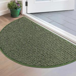BEQHAUSE Dirt Trapper Door Mat 17" x 30" Half Circle Non Slip Washable Doormats Entrance Rugs Absorbent Welcome Low Profile Floor Mats for Front Back Door and Entryway, Green (1'5" x 2'6" (Semicircular))