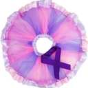 BGFKS Layered Ballet Tulle Rainbow Tutu Skirt for Little Girls Dress Up with Colorful Hair Bows (Purple)