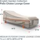 Budge P2A02PM1 English Garden Patio Chaise Lounge Chair Cover Heavy Duty and Waterproof, Medium, Tan Tweed