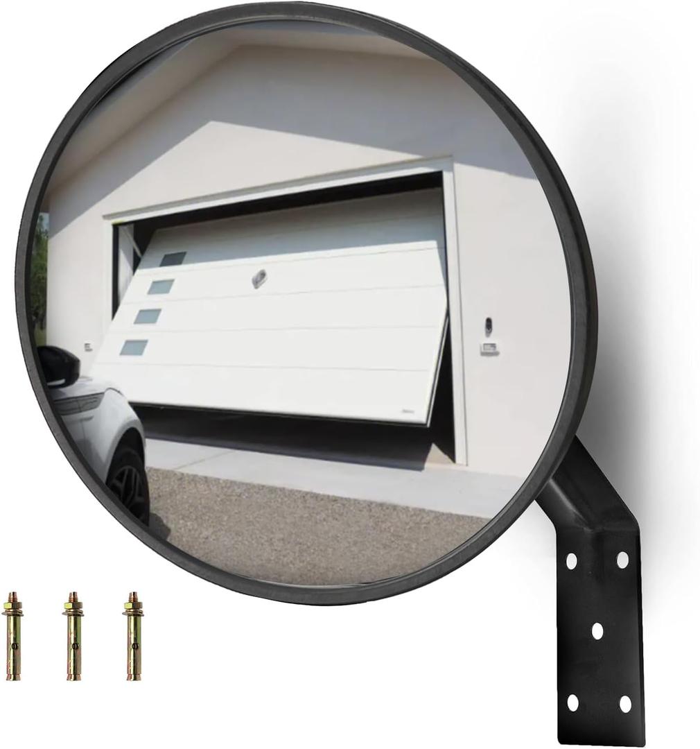 CNQLIS Acrylic Convex Mirror Outdoor, Adjustable Wide Angle View Indoor Security Mirror, Corner Security Blind Spot for Indoor Outdoor Garage School Classroom Warehouse(8 Inch)