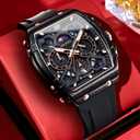 OLEVS Watches for Men Casual Luxury Large Face Multifunctional Chronograph Men's Watches Durable Silicone/Nylon Strap 3ATM Waterproof Men Watch Date Moon Phase Analog Quartz Watch Reloj para Hombre (G2942-black-all black)