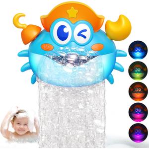Bath Toys,Crab Baby Bath Toys Light Up Bath Bubble Machine with Colourful RGB Light Great Birthday Gift for Boys and Girls Toddler Toy for Kids Ages 1-3 4-8