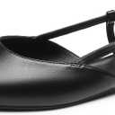 DREAM PAIRS Slingback Flats for Women, Pointed-Toe Elegant Women's Ballet Flats with Buckle Strap, Classic Low Heel Dress Shoes for Casual Work Office Party (8.5, All Black-pu)