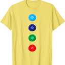 Four Groovy Buttons Blue Cat Funny Halloween Costume T-Shirt (L, Lemon Yellow)