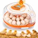 Smart Chicken Egg Incubator with Voice Control, 26 Chicken/59 Bird Incubators for Hatching Eggs, Automatic Egg Turner with Thermometer Seat and Humidity Control, Built-in Water Reservoir