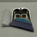 VOOWO Broom with Dustpan Combo Set, 46" Stainless Steel Broom and Dustpan Set for Home, Heavy Duty Dust Pan with Long Handle, Broom for Sweeping Indoor and Outdoor, Kitchen Broom and Dust Pan (Grey) (Gray)