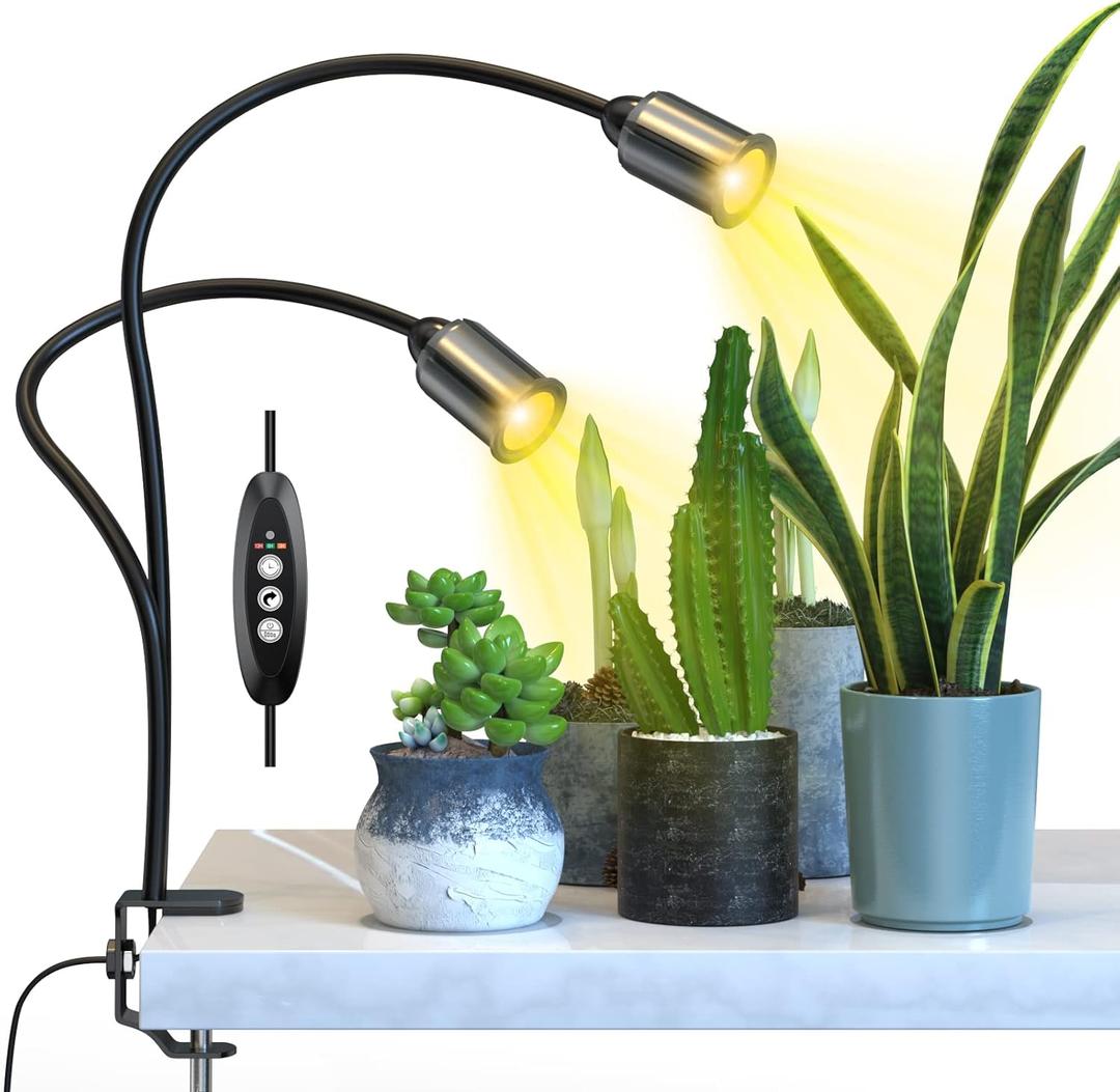 Grow Light for Indoor Plants 7500K Full Spectrum Plant Growing Lamp with Gooseneck Auto On Off Timing 3/6/12H, 4-Level Dimmable 22.5 Inch Longer