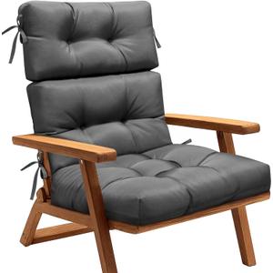 MAGIC ELEPHANT High Back Chair Cushion, Indoor Outdoor Memory Foam Chair Cushion with Ties for Adirondack and Rocking Chair, Waterproof Replacement Patio Cushion for Chair (Grey)