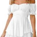Fixmatti Women Boho Romper Off Shoulder Ruffle Chiffon Shorts Jumpsuit Playsuits L/XL