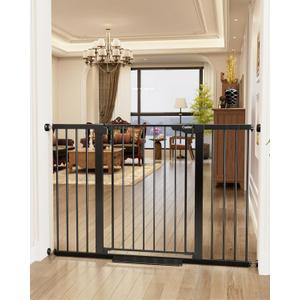Cumbor 36" Extra Tall Baby Gate for Stairs, 29.7-54.2" Extra Wide Dog Gate for Doorways Hallways, Pressure Mounted Child Gate for Wide Opening, Auto Close Personal Safety for Babies and Pets, Black (29.7-54.2"W x 36"H)
