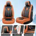 Fit Gladiator Car Seat Covers for Jeep Gladiator 2020-2025 2026 -Full Set Premium Leather, Waterproof & BreathableAll-Weather Seat Cushion Protecto & Airbag Compatible, 5 Seats Orange & Black