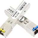 One Pair of 1.25G SFP WDM SC Bidi Transceiver 1000Base-BIDI SingleMode Simplex Fiber Module SMF 1310nm/15500nm DDM up to 20 km for Cisco GLC-BX-D, Ubiquiti UniFi UF-SM-1G-S, Mikrotik and More