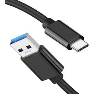 USB A to USB C 3.1/3.2 Gen 2 Cable 10Gbps Data Transfer, Short SSD Cable with 60W QC 3.0 Fast Charging, Spare Cable for Samsung T7, SanDisk Extreme Portable SSD, Crucial X8, WD, and More - 0.5FT (Black(TPE))