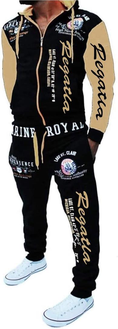 Riskrole Mens Hoodie Tracksuit Set 2 Pieces Casual Athletic Warm Sweatsuits Zip up Outfits (Large, Khaki)