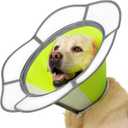 Soft Dog Cone Collar After Surgery Recovery,Adjustable E-Collar with Removable Shield,Lightweight,Breathable Anti-Licking Protective Cone for Large,Medium,Small Pets (Neon Green, XL (Neck:17''-22''))