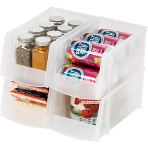 IRIS USA 4-Pack, Medium Plastic Stackable Storage Bin Organizer, Clear