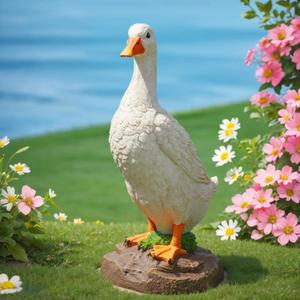 Elenon Funny Garden Duck Statue Decorative for Outdoor, Adorable Flower Bed Garden Decor, Yard Patio Art Decor Sculptures Table Ornament