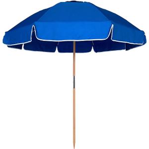 AMMSUN 7.5ft Heavy Duty High Wind Beach Umbrella Commercial Grade with Air Vent Ash Wood Pole & Carry Bag UPF 50+ Sun Protection for Patio Garden Pool Backyard Blue