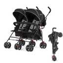 Dream On Me Volgo Side-by-Side Twin Umbrella Toddler Stroller, Black
5 Point Safety Harness, Smooth Swivel Wheels, Lightweight, Adjustable Double Canopy, Storage Basket, 40 Lb Limit Each Seat