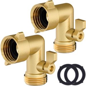 Twinkle Star 90 Degree Garden Hose Elbow with Shut Off Valve 1 Pack, 3/4" Heavy Duty Hose Adapter, Solid Brass Gooseneck Garden Hose Connector