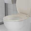 Round Toilet Seat, 17 Inch Almond Quiet Close PP Plastic Toilet Cover, Easy Clean Stain Resistant Bathroom Seat with Secure Hinges for Standard Round Toilets