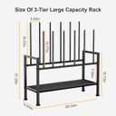 DIMJ Free Standing Shoe Racks - 3-Tier Boot Rack, Black Metal Storage Organizer for Tall Boots, Sneakers, Closet Organizer, Multiuse Shoe Rack, Fits 6 Pairs
