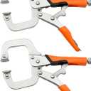 C Clamp, Heavy Duty Locking Pliers with Swivel Pads Adjustable Face Clamp for Woodworking, Welding and Pocket Hole Joinery Cabinet Carpentry, 2pcs (6 inch 2pcs)