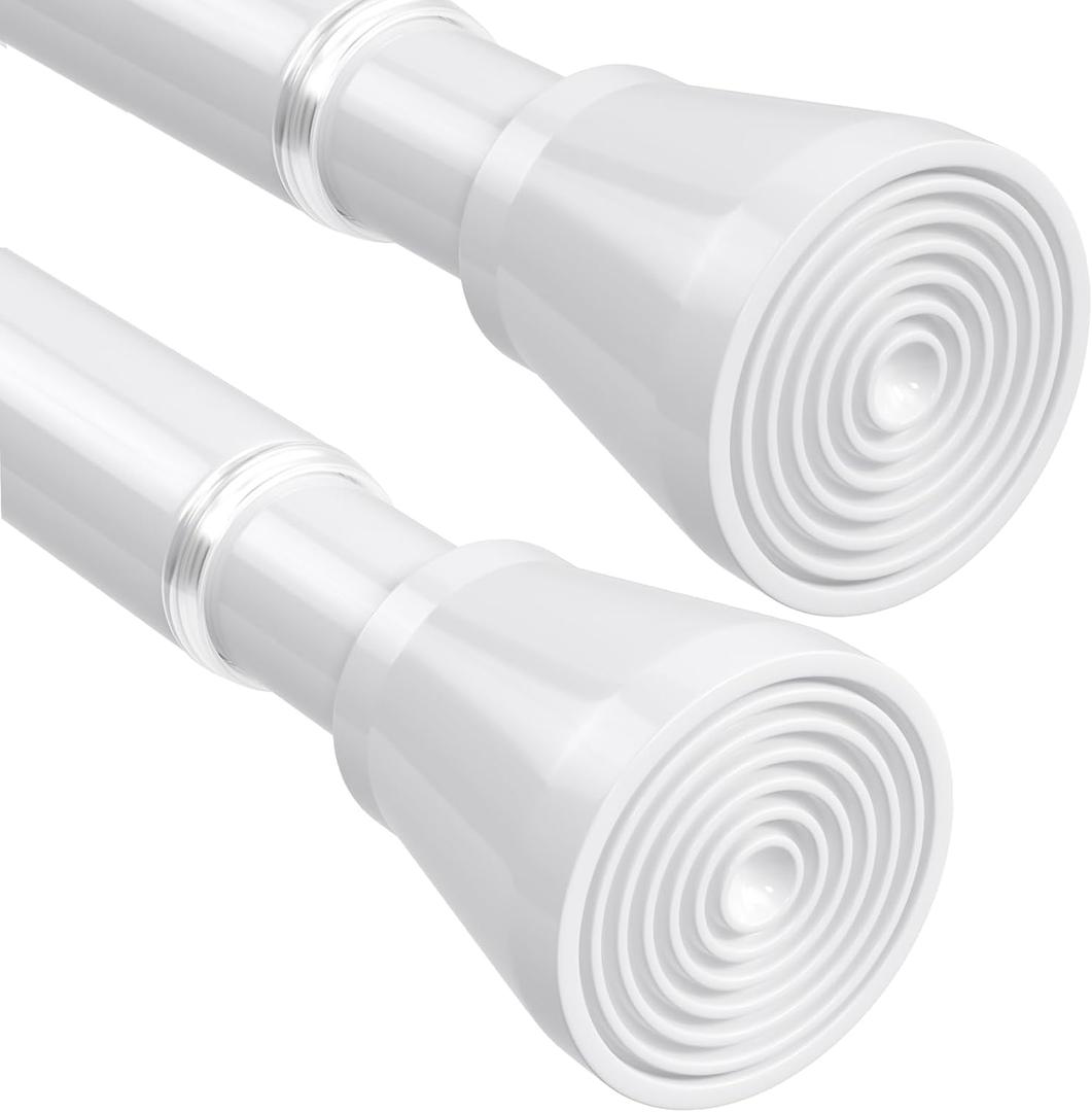 2Pack White Shower Curtain Rod 45 to 77 Inch, Shower Rods for Bathroom, Spring Tension Curtain Rod No Drilling for Windows Doors Closet Kitchen Wardrobe