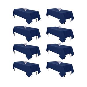 8 Pack Navy Blue Table Cloth 60x126 Inch Rectangle Tablecloths for 8 Foot Rectangle Tables, Wrinkle Resistant Washable Polyester Fabric Rectangular Table Cover for Dining Banquet Wedding Party
