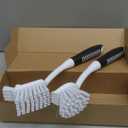 SetSail Dish Brush Set of 3 with Bottle Brush, Dish Scrub Brush with Long Handle Deep Cleaning Handle Brush with Scraper Tip for Kitchen Sink Dishes Bottle Cup Pot and Pans Tile Lines, Black