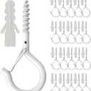 20 Pack Q Hanger Hooks with Safety Buckle, Rustproof Screw Hooks for Hanging String Lights, Bird Feeder, Plants, Wind Chimes & Holiday Decorations, Holds Up to 40 lbs2.2" White Vinyl Coated