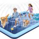 97"x 67" Splash Pad for Dogs, Rantangle Splash Pad for Kids Ages 4-8, Splash Pads for Toddlers 1-3, Dog Sprinkler Shallow Pool, Outdoor Water Toys for Backyard, Teal(5.5 x 7 ft)