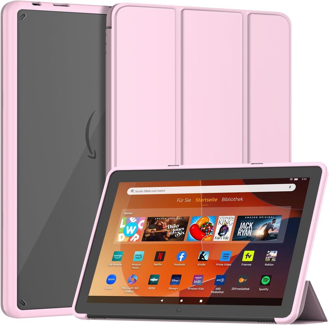 PU Leather Smart Dual Angle Stand Cover with Auto Wake/Sleep, Incompatible with Nokia TCL - Pink  