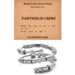 Morse Code Rings for Women, Stainless Steel Spinner Ring Fidget Rings for Anxiety Ring Morse Code Rings Inspirational Gifts Jewelry Women Birthday Graduation Gifts for Her Best Friends