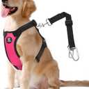 Dog Seat Belt, Safety Vest Dog Car Harness with Adjustable Buckle Dog Seat Belt for Vehicle Nylon Pet Safety Seat Belts Heavy Duty(XL, Magenta) (XL (Chest: 24.4-34.7", Neck: 18.9-29.1"))