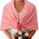 BB&KK Womens Knitted Shawl Wraps Winter Bridal Wedding Stole Shrug Party Shoulder Cream Scarf Wrap Warm Dress Cover Up Size M
