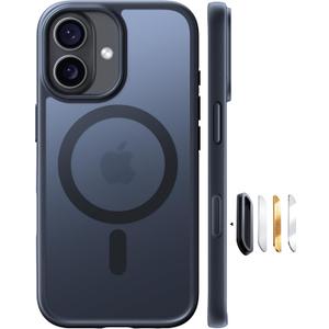 TORRAS Magnetic Shockproof for iPhone 17 case with Camera Control, [12FT Military Grade Drop Protection][Fit for MagSafe], Slim Translucent Anti-Fingerprint & Soft Touch Case for iPhone 17, Black