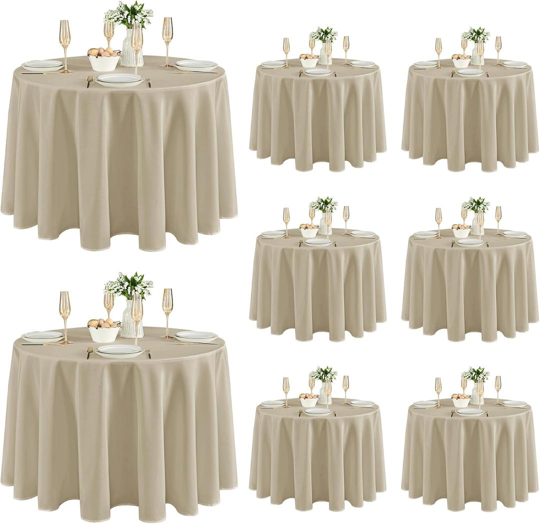 Fitable 8 Pack Nature Tablecloths 120 Inch Round for 48"-96" Tables
