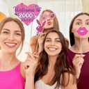 Y2K & 2000s Party Decorations Photo Booth Props Kit, Pink & Purple, Cardboard & Bamboo, 16 Themed Props, Y2K & 2000s Birthday Party Favors & Supplies