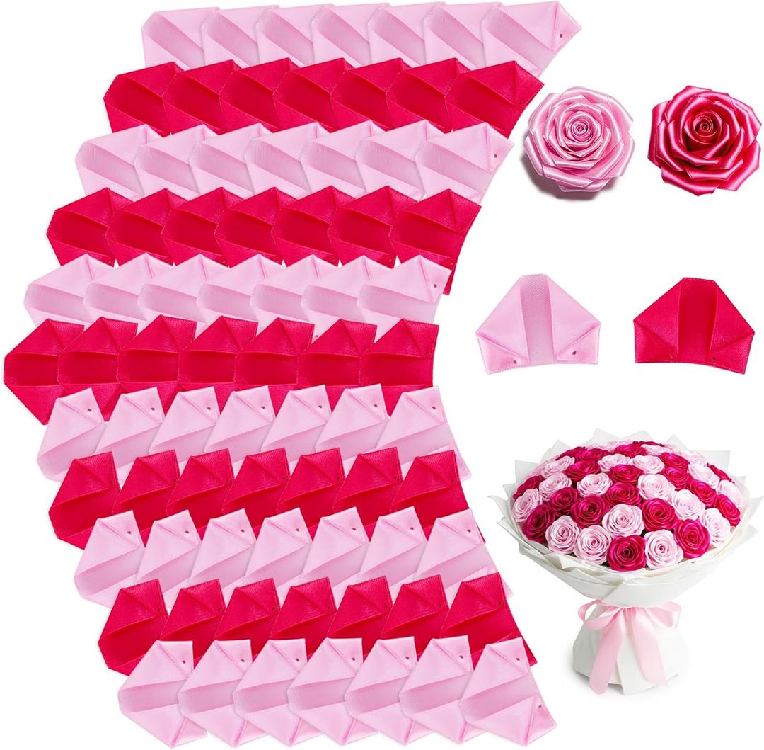 TONIFUL 200Pcs Hotpink & Pink Satin Ribbon Rose Petals